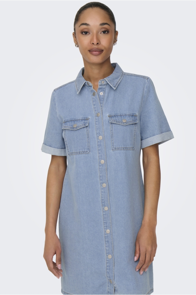 JDYESMEE SS BUTTON DRESS LBD DNM 15348685 LIGHT BLUE DENIM